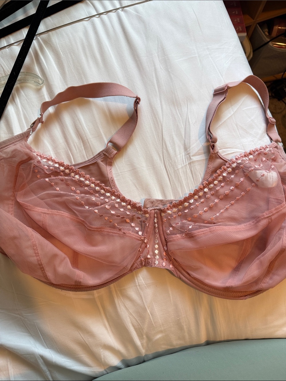 Elomi Matilda Sheer Embroidered Unlined Bra - Dusty Rose